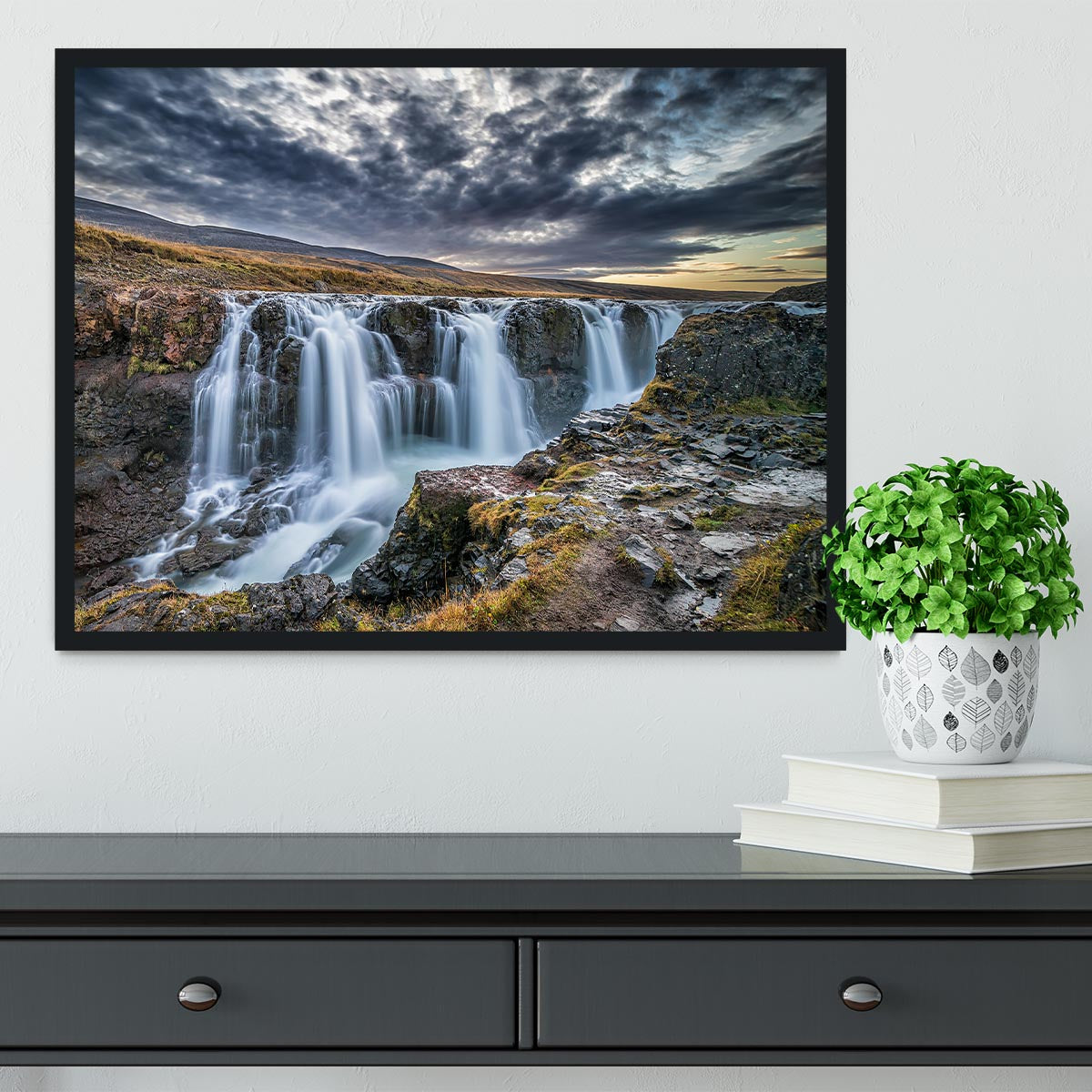 Unknown Falls In Iceland Framed Print - Canvas Art Rocks - 2