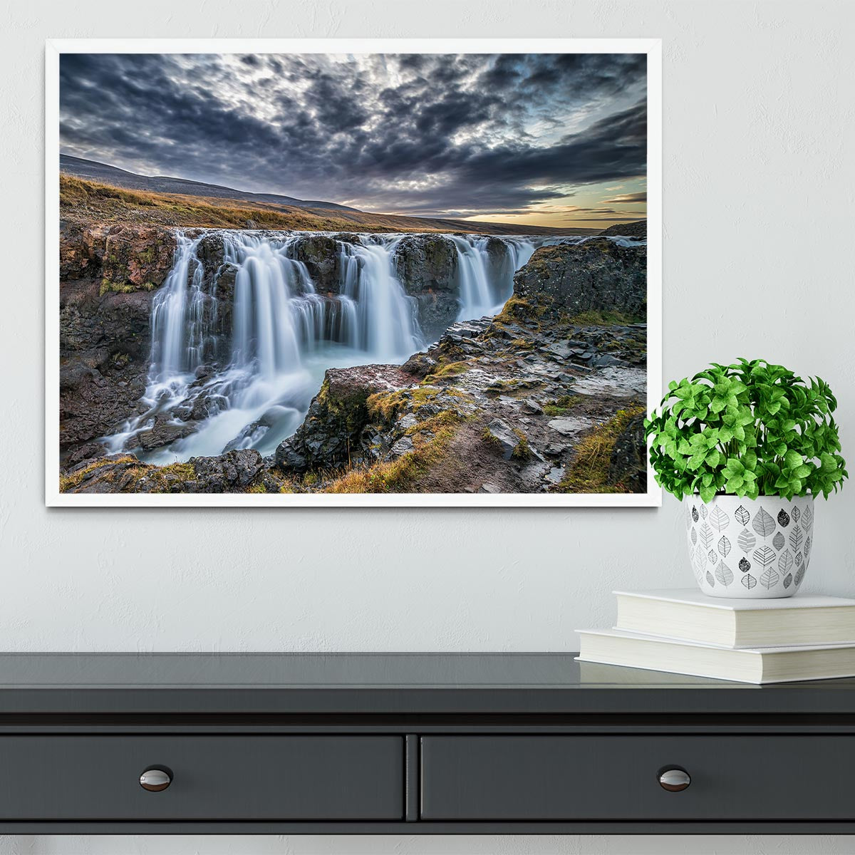 Unknown Falls In Iceland Framed Print - Canvas Art Rocks -6