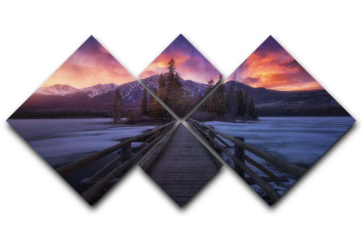 Pyramid Lake 4 Square Multi Panel Canvas - Canvas Art Rocks - 1