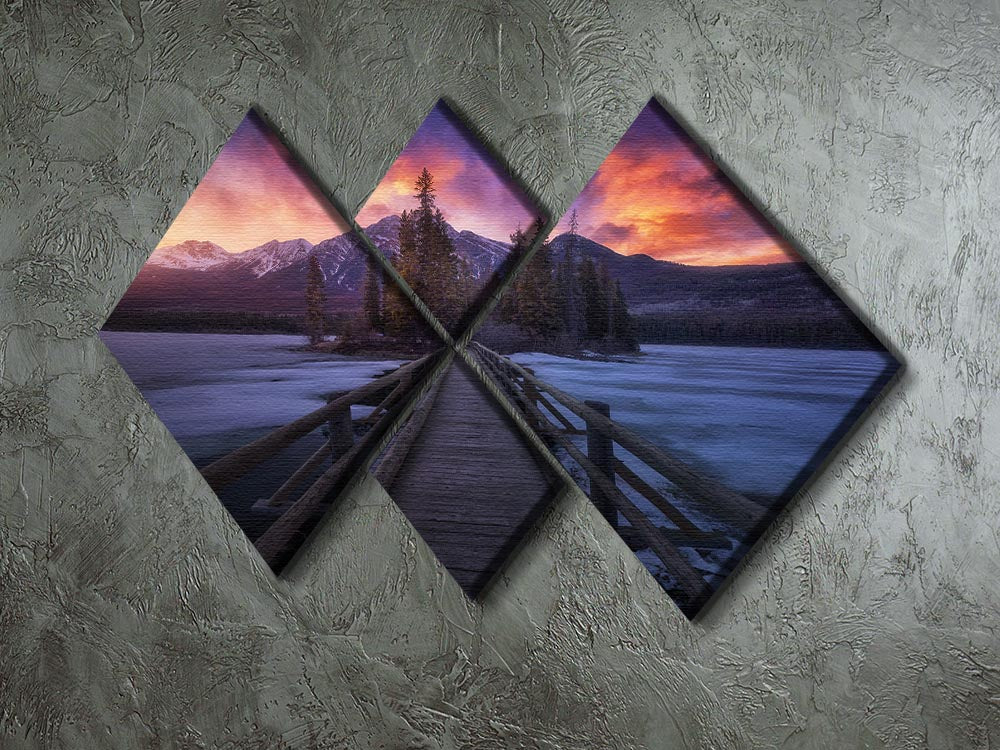 Pyramid Lake 4 Square Multi Panel Canvas - Canvas Art Rocks - 2