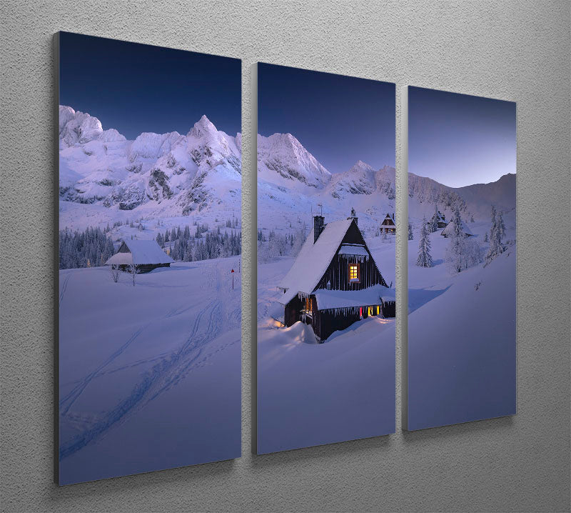 Winter Hut 3 Split Panel Canvas Print - Canvas Art Rocks - 2