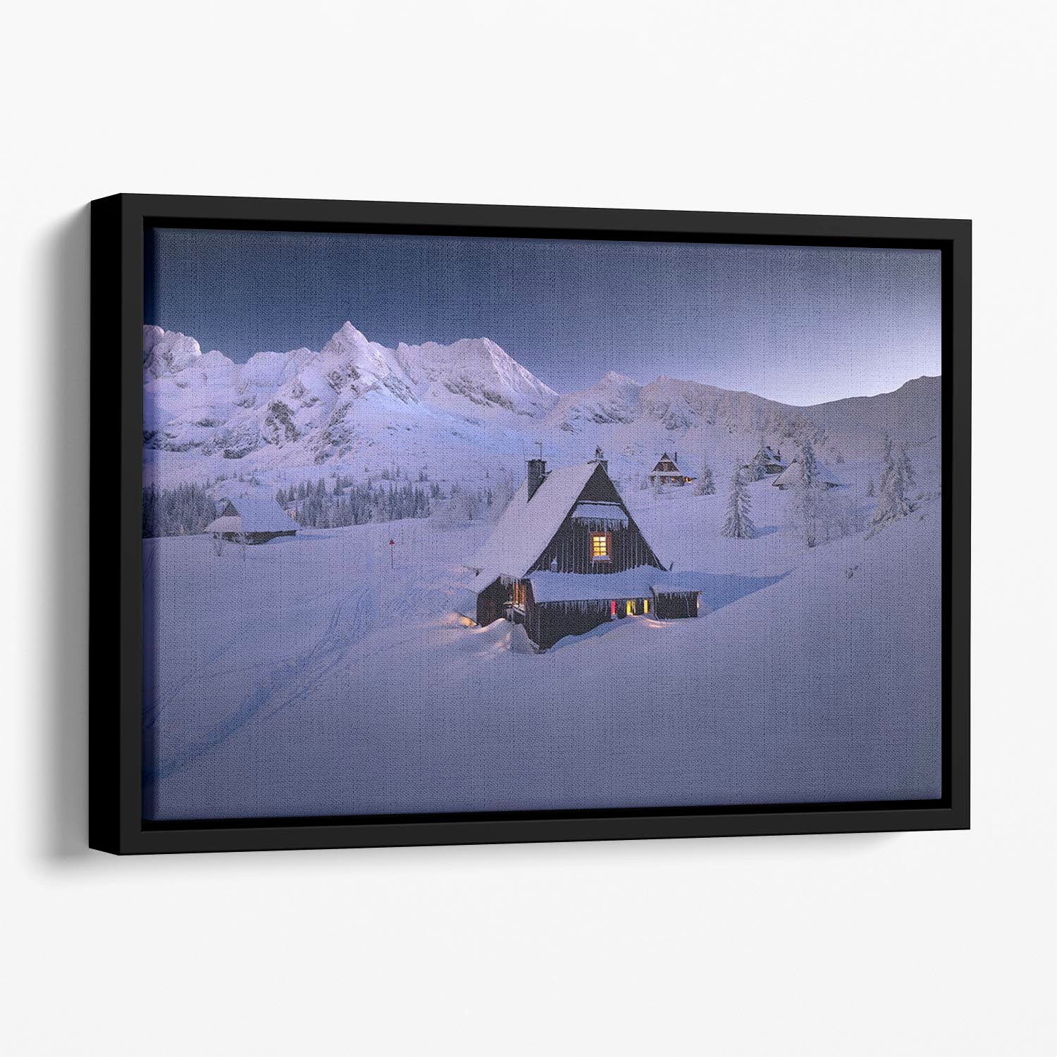 Winter Hut Floating Framed Canvas - Canvas Art Rocks - 1