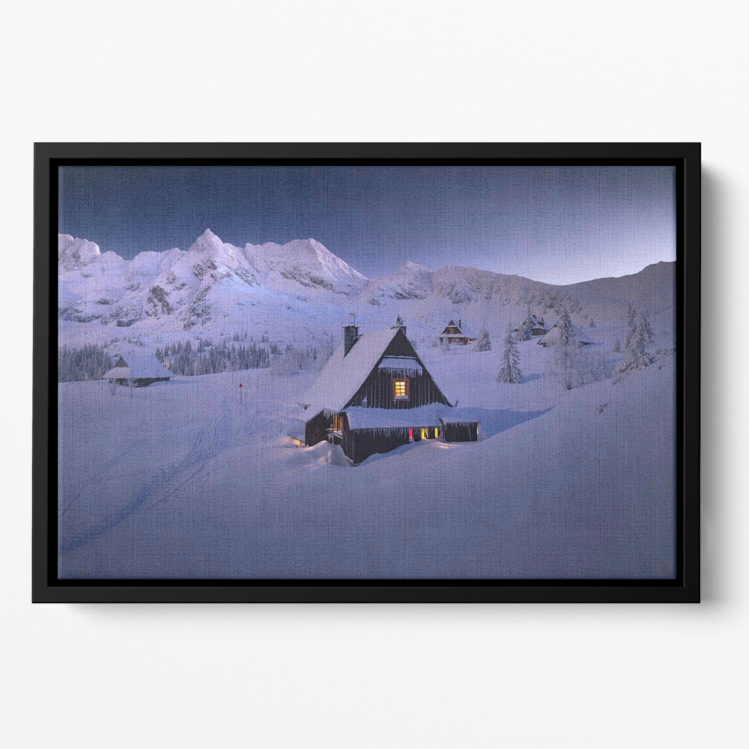 Winter Hut Floating Framed Canvas - Canvas Art Rocks - 2