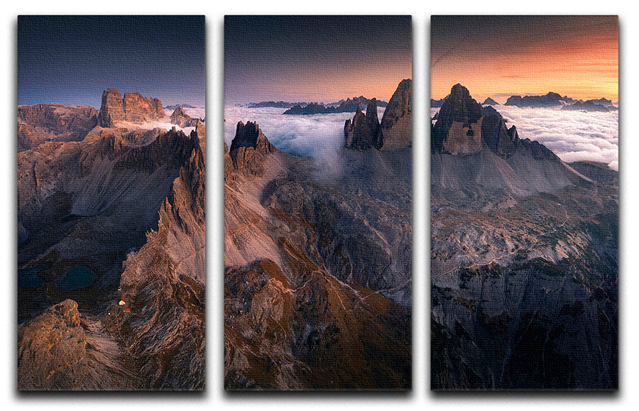 Tre Cime Di Lavaredo 3 Split Panel Canvas Print - Canvas Art Rocks - 1
