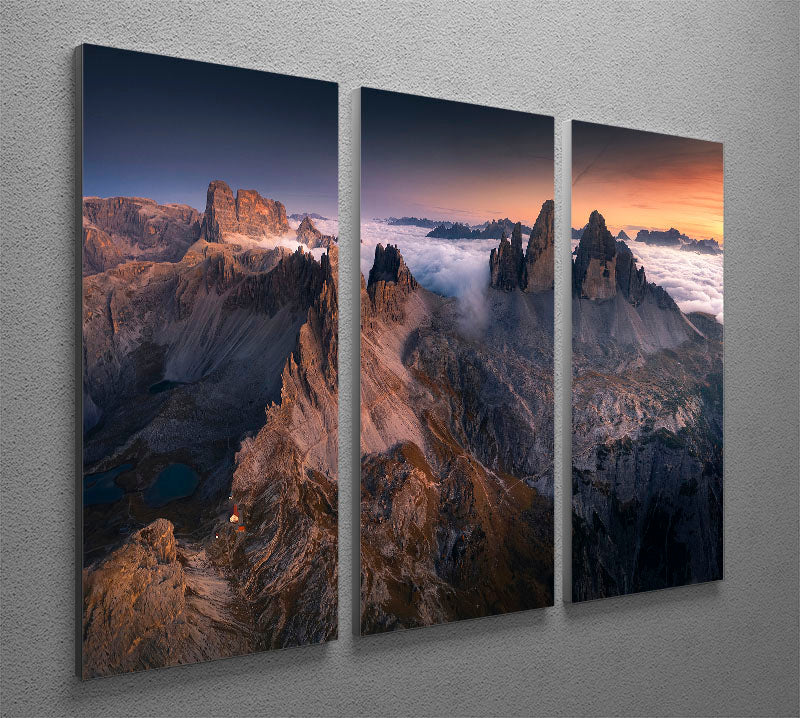 Tre Cime Di Lavaredo 3 Split Panel Canvas Print - Canvas Art Rocks - 2