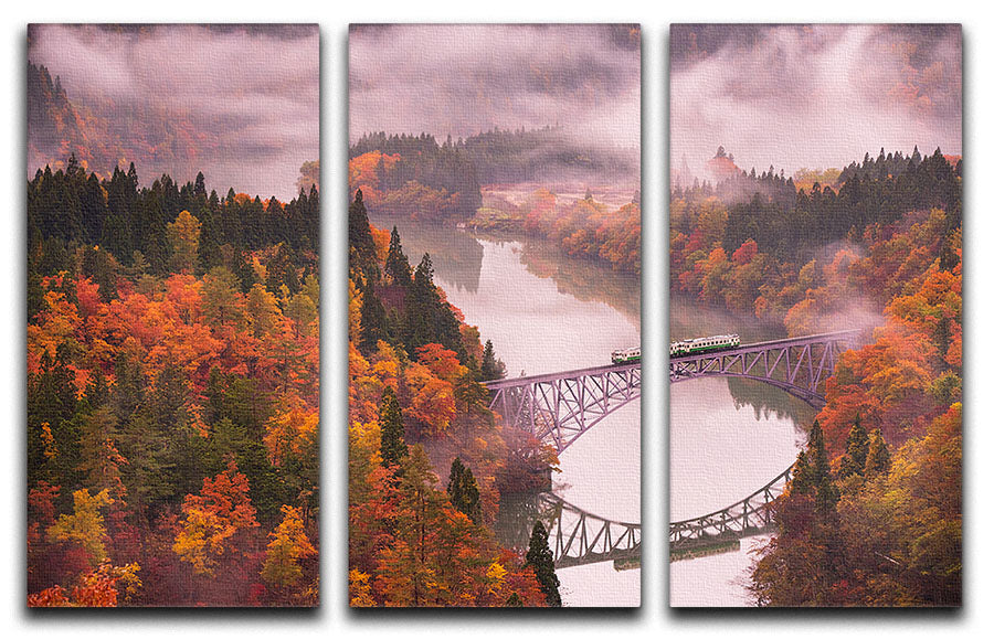 Autumn Tadami Line 3 Split Panel Canvas Print - Canvas Art Rocks - 1