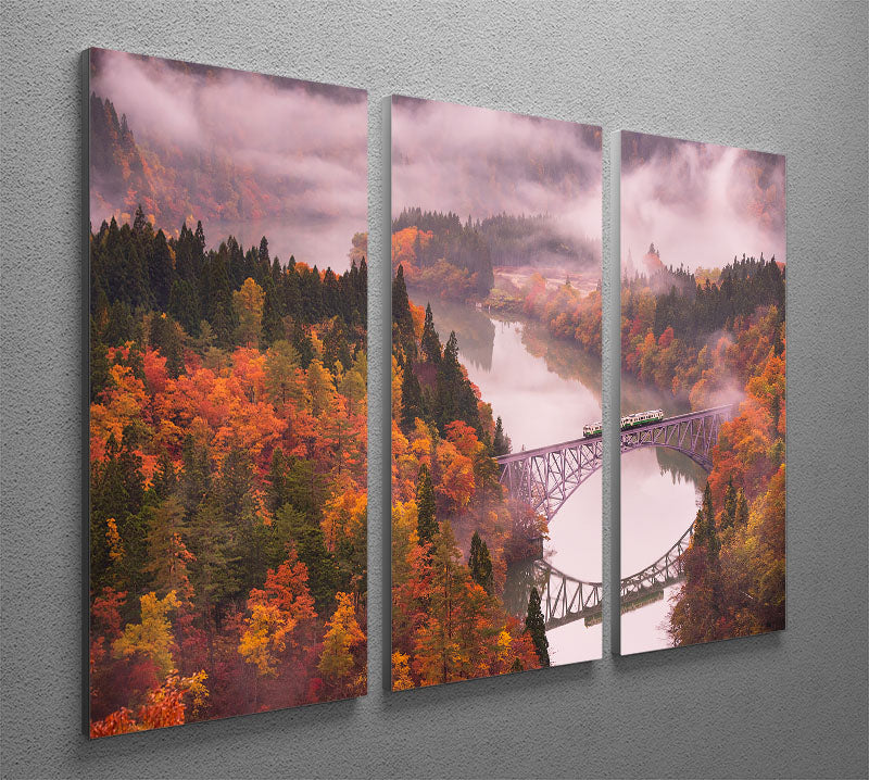 Autumn Tadami Line 3 Split Panel Canvas Print - Canvas Art Rocks - 2