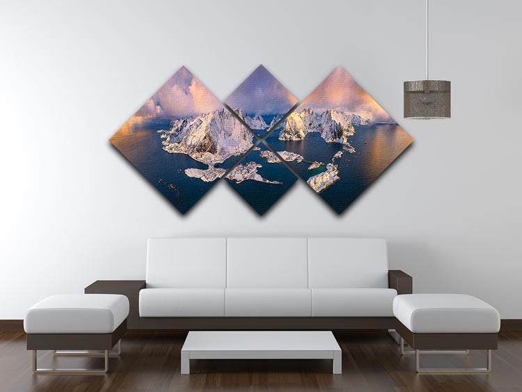 Good Morning, Lofoten 4 Square Multi Panel Canvas - Canvas Art Rocks - 3