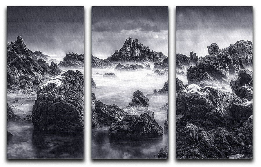 Rocky Seascape 3 Split Panel Canvas Print - Canvas Art Rocks - 1