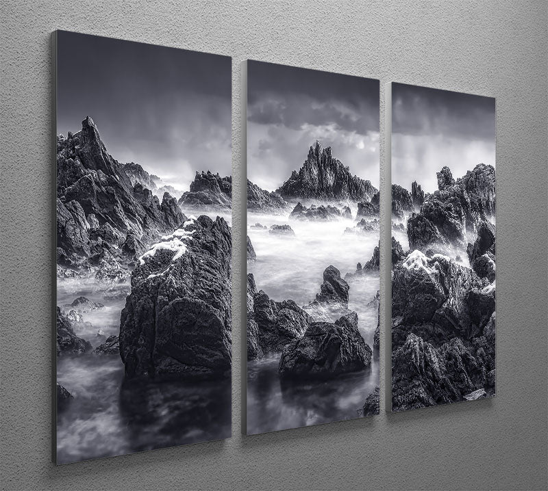 Rocky Seascape 3 Split Panel Canvas Print - Canvas Art Rocks - 2