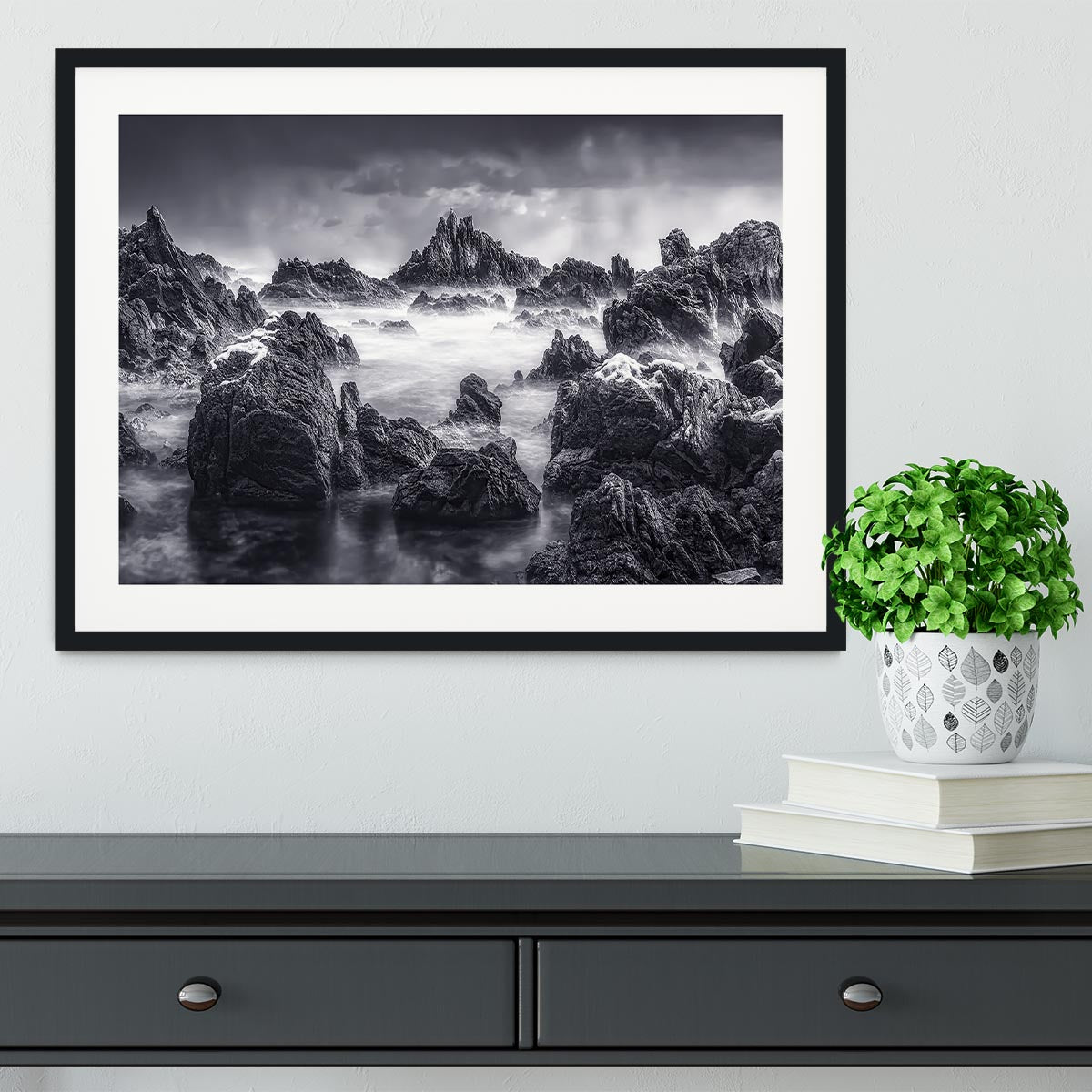 Rocky Seascape Framed Print - Canvas Art Rocks - 1