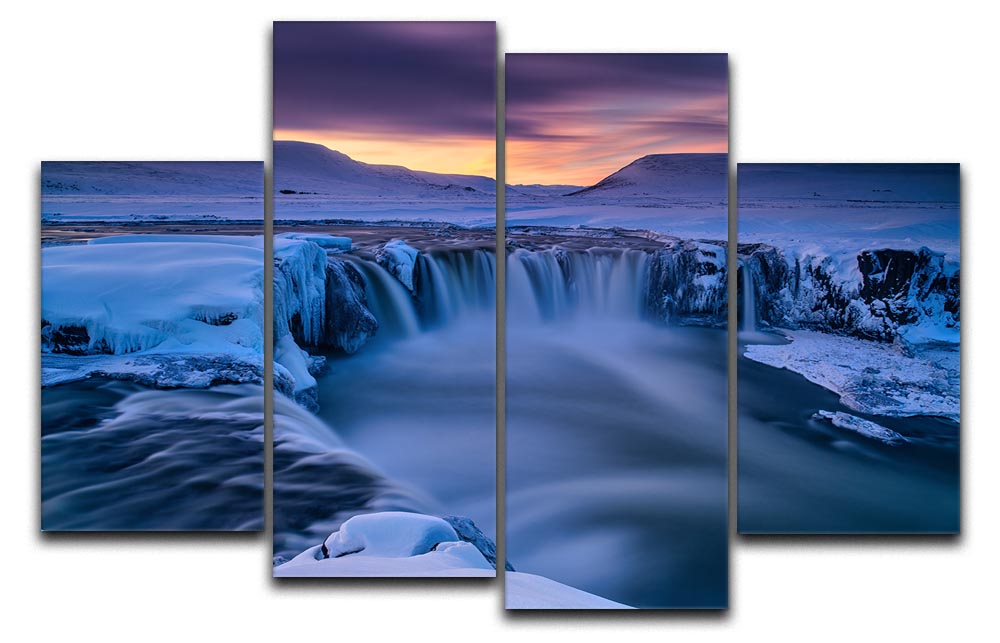 Wintry Waterfall 4 Split Panel Canvas - Canvas Art Rocks - 1