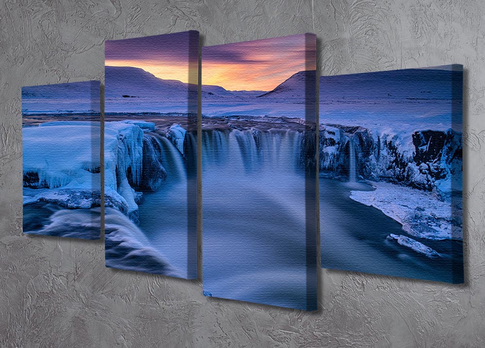 Wintry Waterfall 4 Split Panel Canvas - Canvas Art Rocks - 2