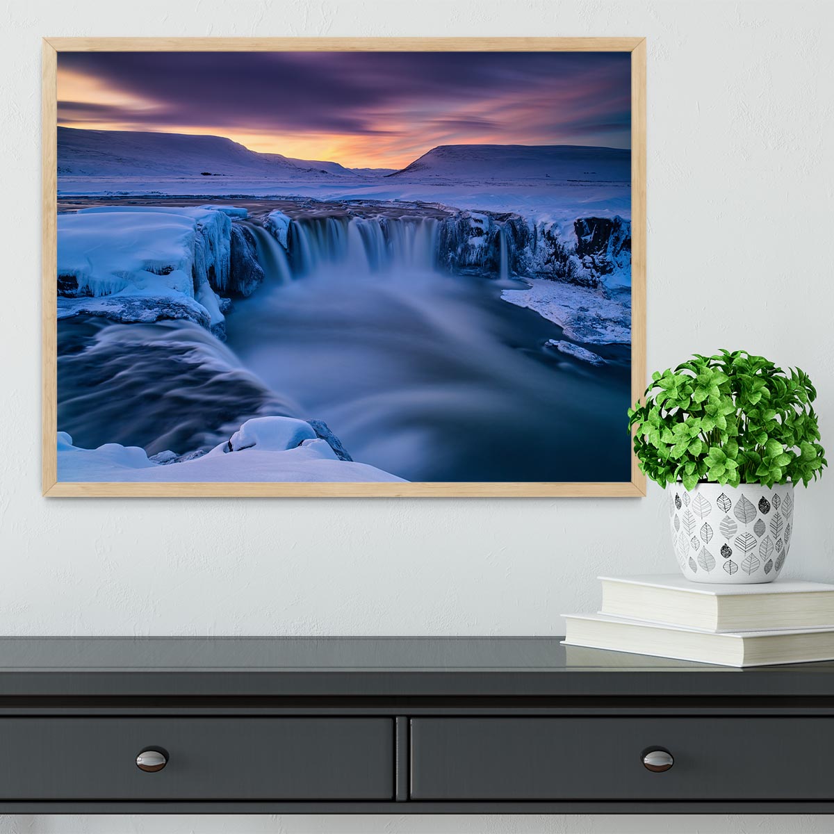 Wintry Waterfall Framed Print - Canvas Art Rocks - 4