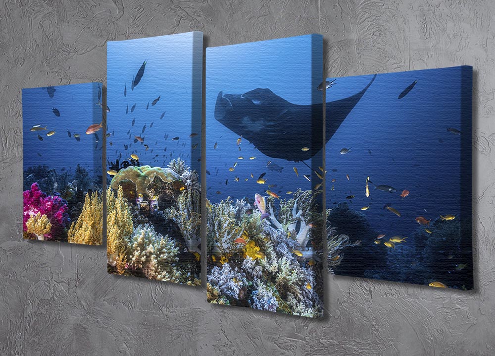 Manta Reef On The Reef 4 Split Panel Canvas - Canvas Art Rocks - 2