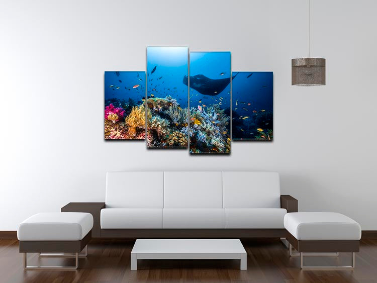Manta Reef On The Reef 4 Split Panel Canvas - Canvas Art Rocks - 3