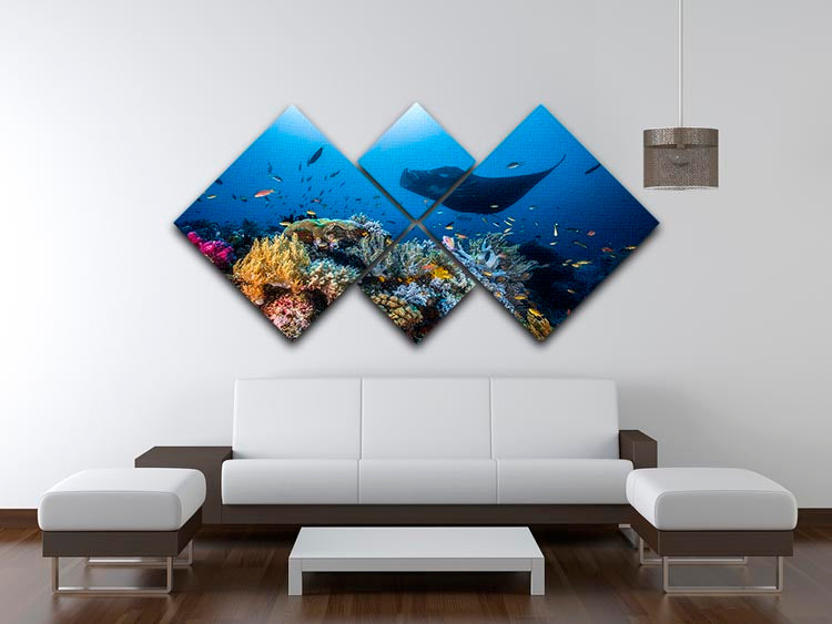 Manta Reef On The Reef 4 Square Multi Panel Canvas - Canvas Art Rocks - 3