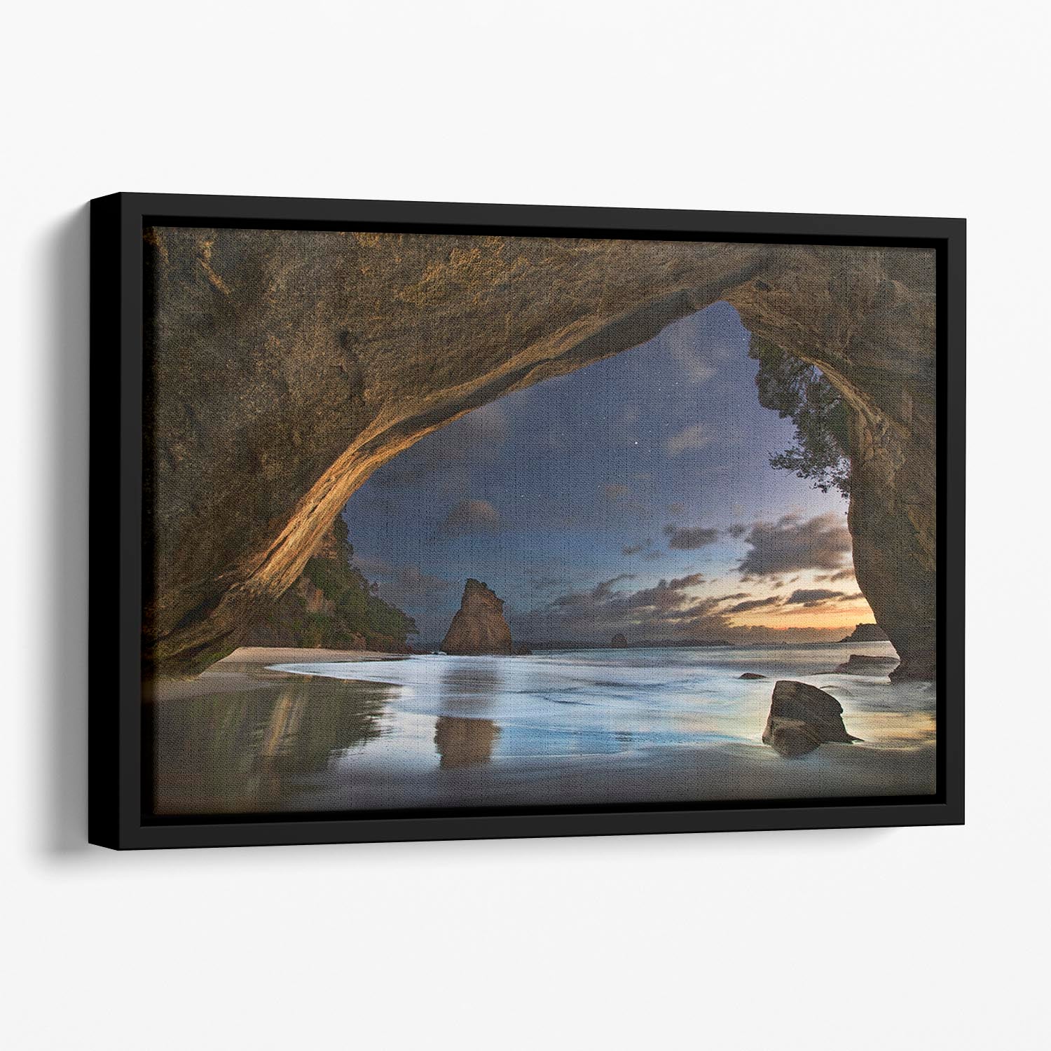 Cathedral Cove Floating Framed Canvas - Canvas Art Rocks - 1