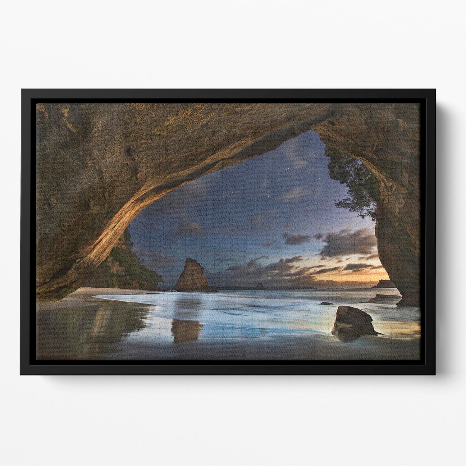 Cathedral Cove Floating Framed Canvas - Canvas Art Rocks - 2
