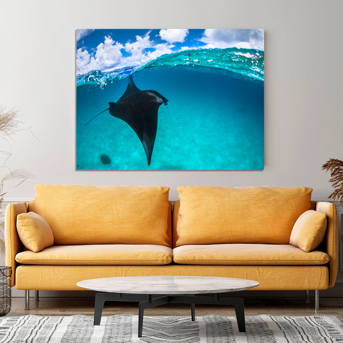 A Reef Manta Ray In Mayotte Canvas Print or Poster - Canvas Art Rocks - 4