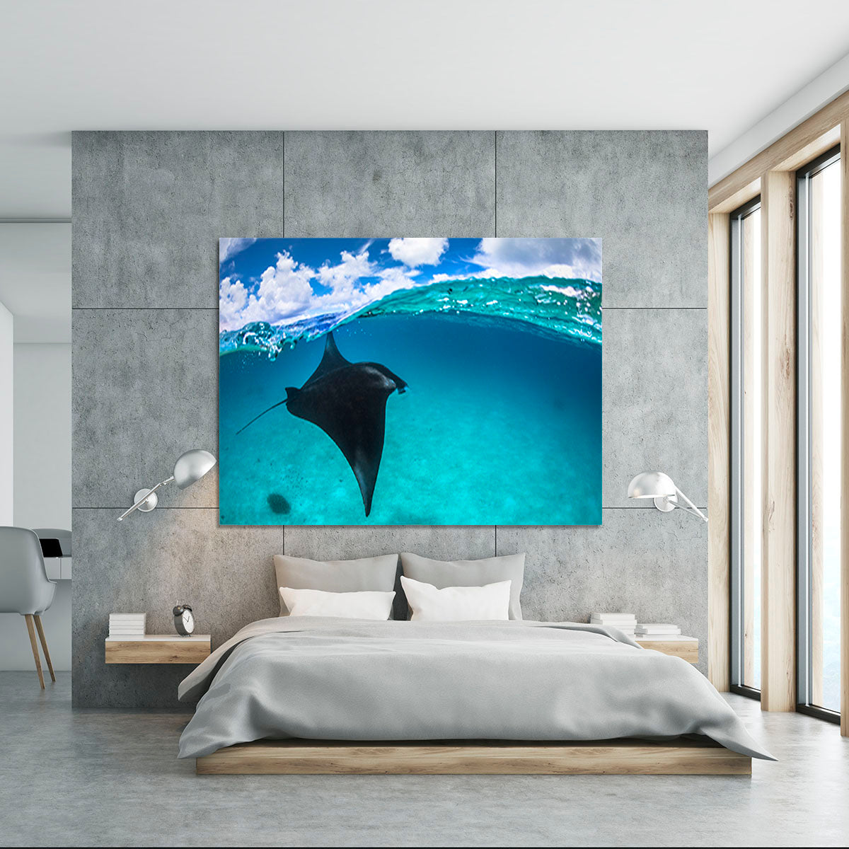 A Reef Manta Ray In Mayotte Canvas Print or Poster - Canvas Art Rocks - 5