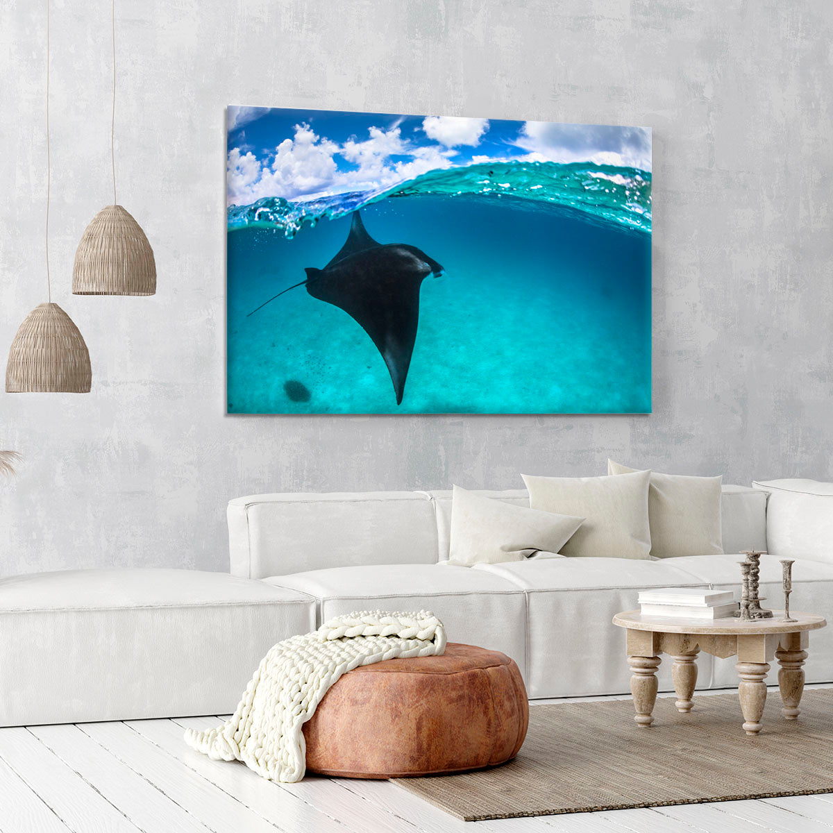 A Reef Manta Ray In Mayotte Canvas Print or Poster - Canvas Art Rocks - 6