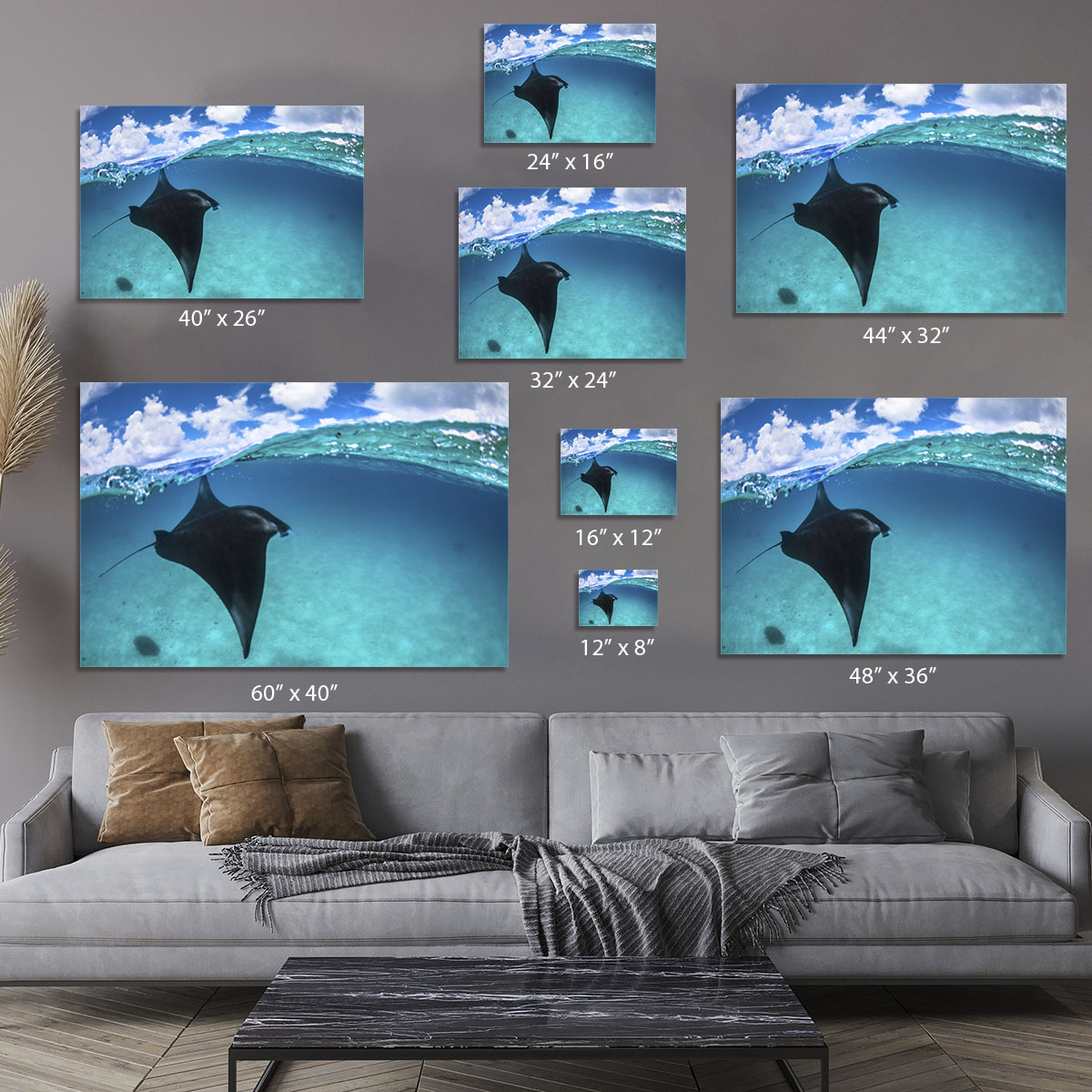 A Reef Manta Ray In Mayotte Canvas Print or Poster - Canvas Art Rocks - 7