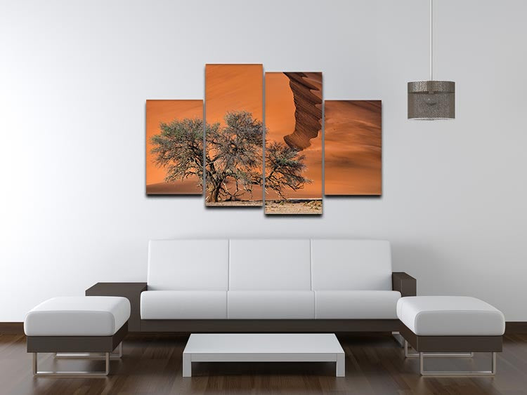 Acacia In The Desert 4 Split Panel Canvas - Canvas Art Rocks - 3