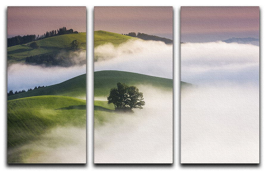 Green Hills 3 Split Panel Canvas Print - Canvas Art Rocks - 1