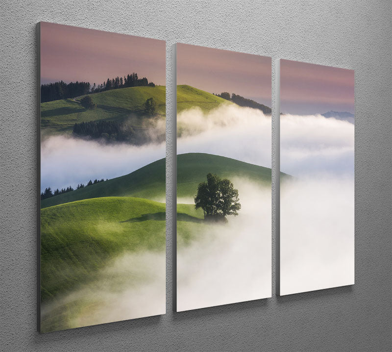 Green Hills 3 Split Panel Canvas Print - Canvas Art Rocks - 2