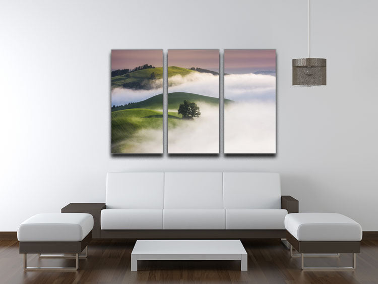 Green Hills 3 Split Panel Canvas Print - Canvas Art Rocks - 3