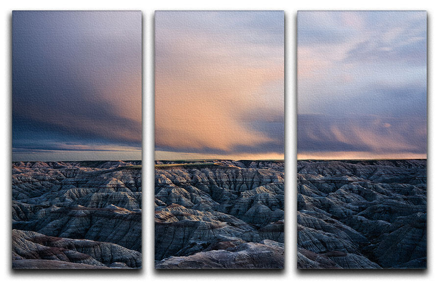 Twilight Over Badlands 3 Split Panel Canvas Print - Canvas Art Rocks - 1