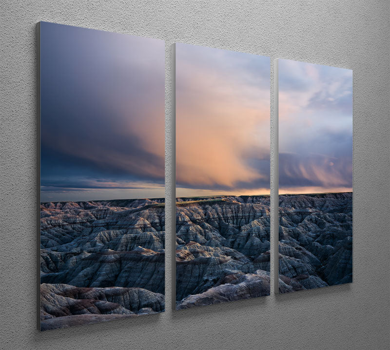 Twilight Over Badlands 3 Split Panel Canvas Print - Canvas Art Rocks - 2