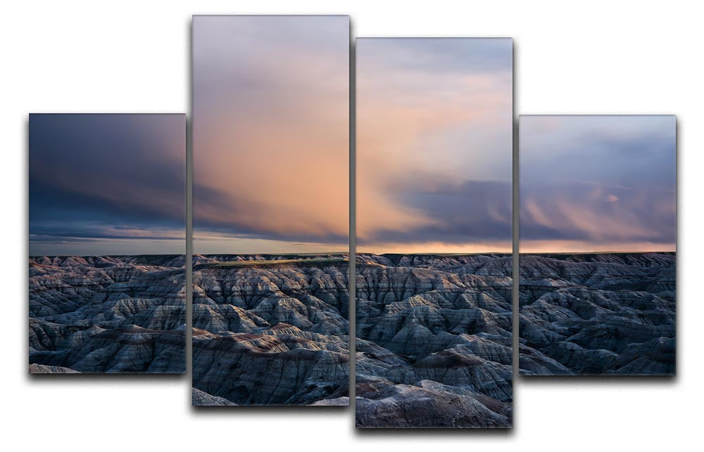 Twilight Over Badlands 4 Split Panel Canvas - Canvas Art Rocks - 1