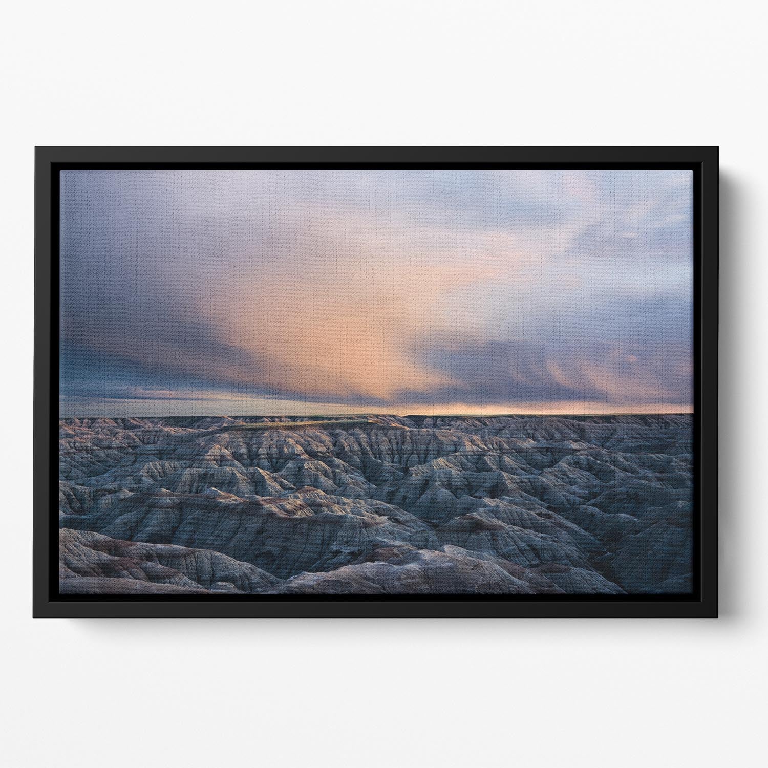 Twilight Over Badlands Floating Framed Canvas - Canvas Art Rocks - 2