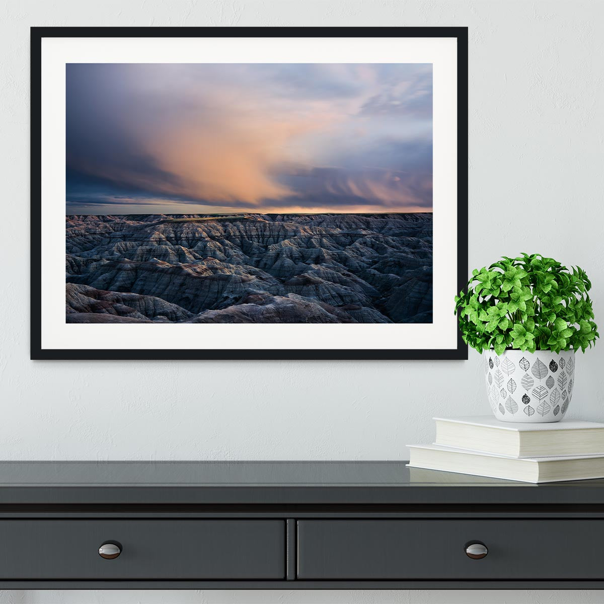 Twilight Over Badlands Framed Print - Canvas Art Rocks - 1