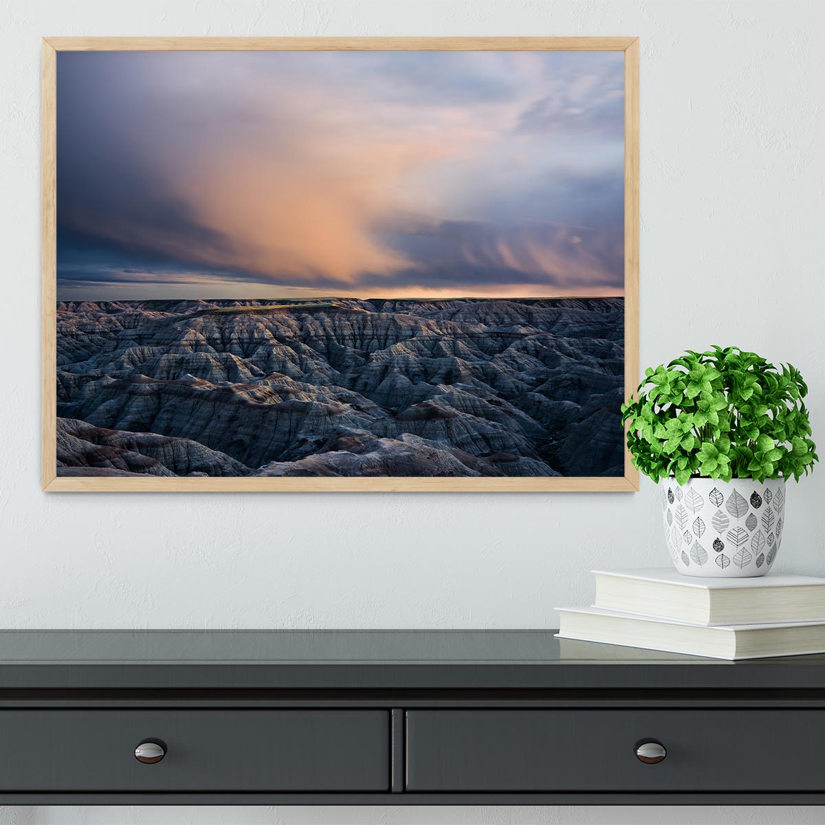 Twilight Over Badlands Framed Print - Canvas Art Rocks - 4