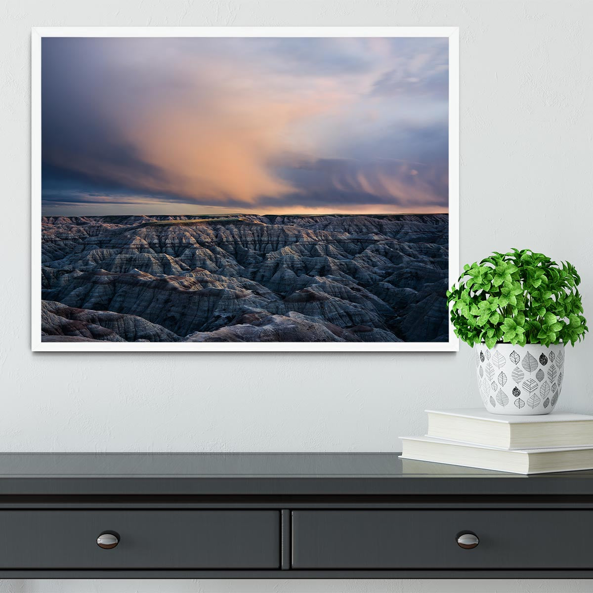 Twilight Over Badlands Framed Print - Canvas Art Rocks -6