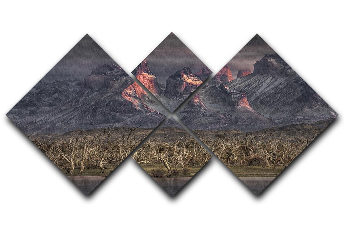 Below The Peaks Of Patagonia 4 Square Multi Panel Canvas - Canvas Art Rocks - 1