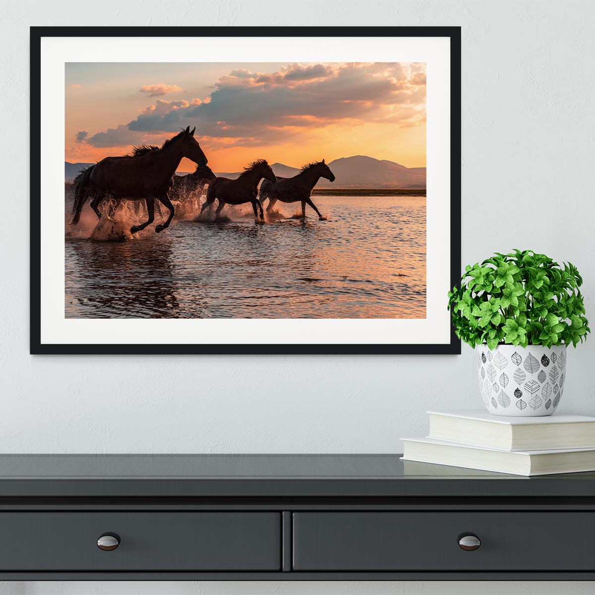 Water Horses Framed Print - Canvas Art Rocks - 1