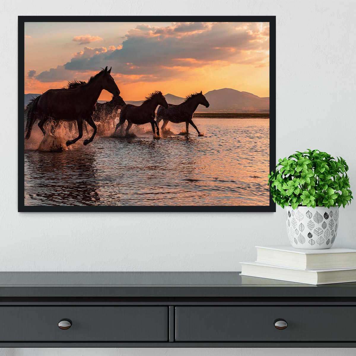 Water Horses Framed Print - Canvas Art Rocks - 2