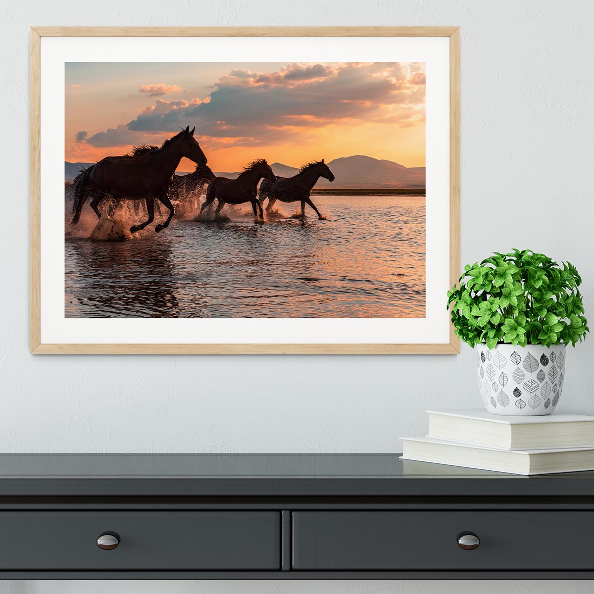 Water Horses Framed Print - Canvas Art Rocks - 3