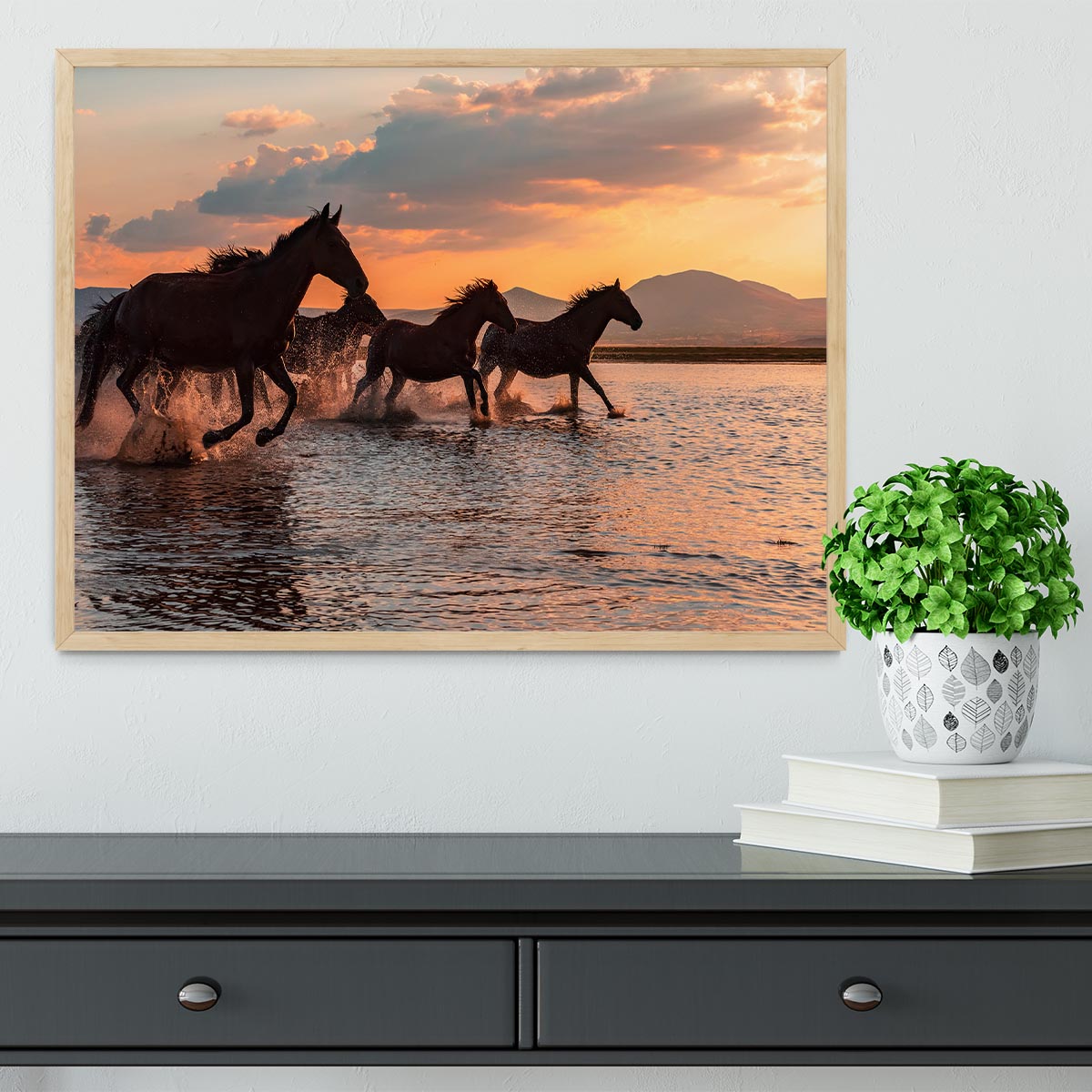 Water Horses Framed Print - Canvas Art Rocks - 4