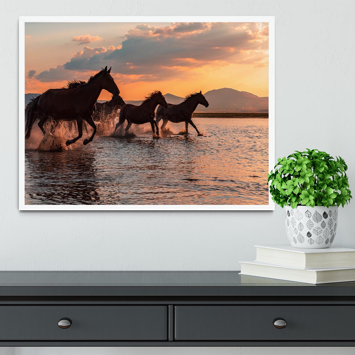 Water Horses Framed Print - Canvas Art Rocks -6