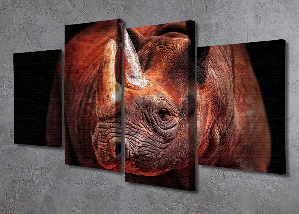 Rhino Posing 4 Split Panel Canvas - Canvas Art Rocks - 2