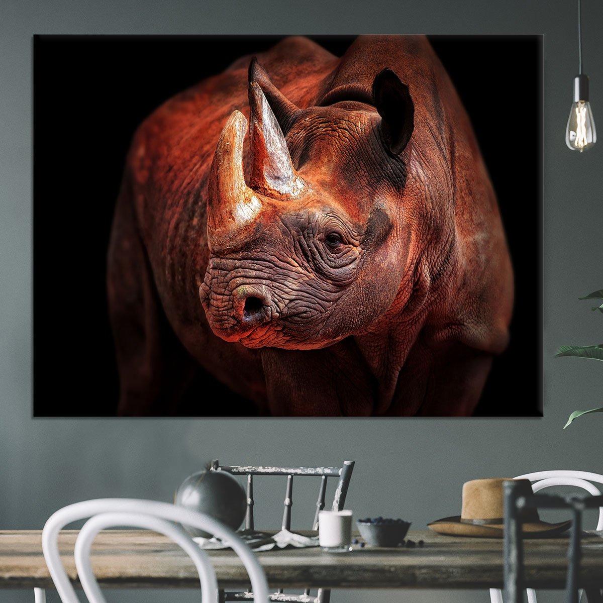 Rhino Posing Canvas Print or Poster - Canvas Art Rocks - 3