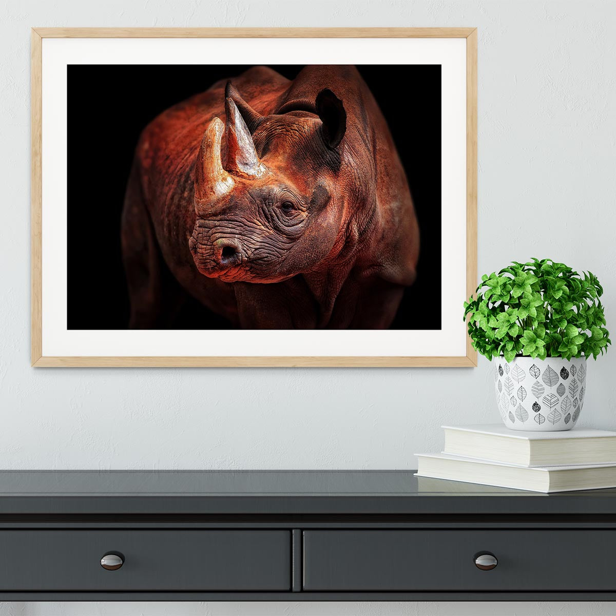 Rhino Posing Framed Print - Canvas Art Rocks - 3