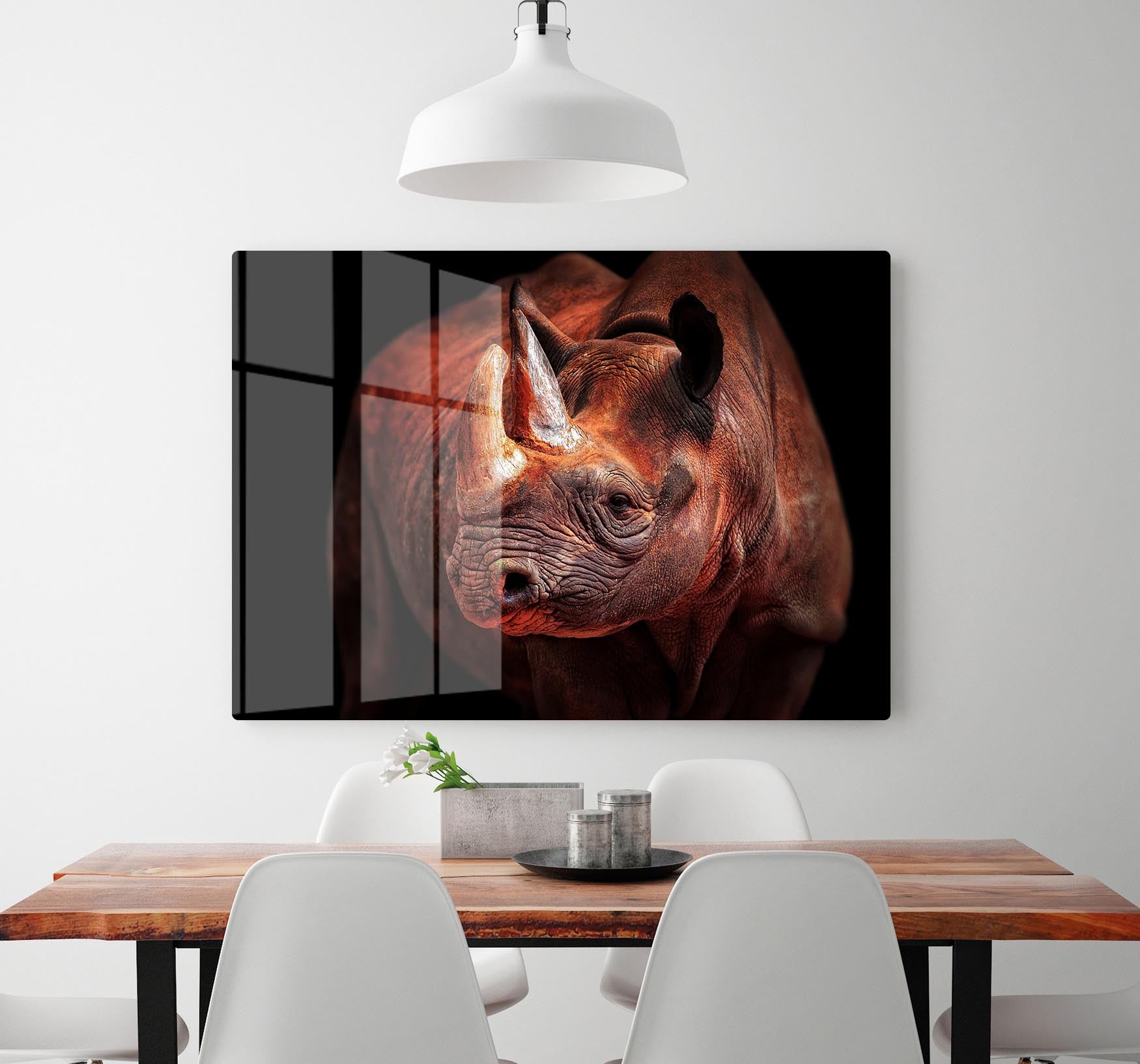 Rhino Posing HD Metal Print - Canvas Art Rocks - 2