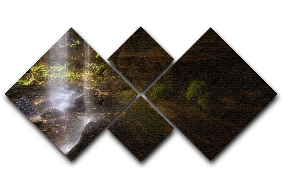 Hidden Waterfalls 2 4 Square Multi Panel Canvas - Canvas Art Rocks - 1
