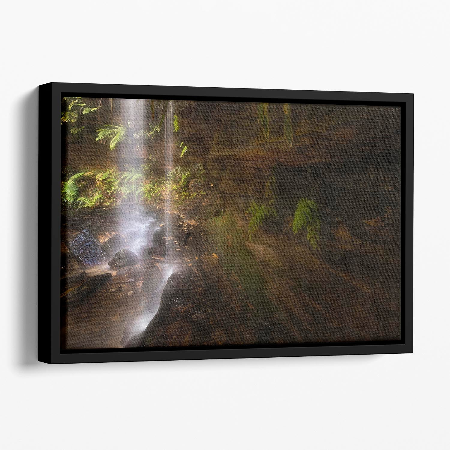 Hidden Waterfalls 2 Floating Framed Canvas - Canvas Art Rocks - 1